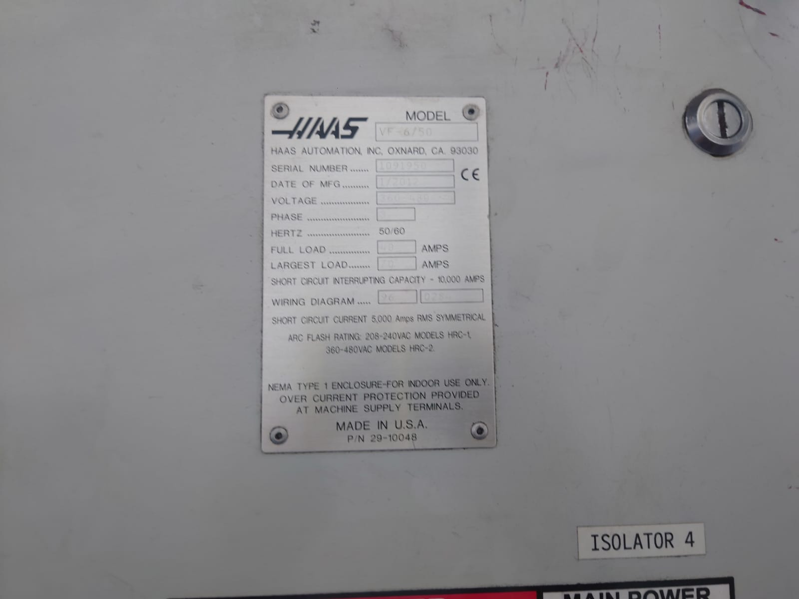 Vertical Machining Centres/Used Haas VF6/50 CNC Vertical Machining Centre (4246)